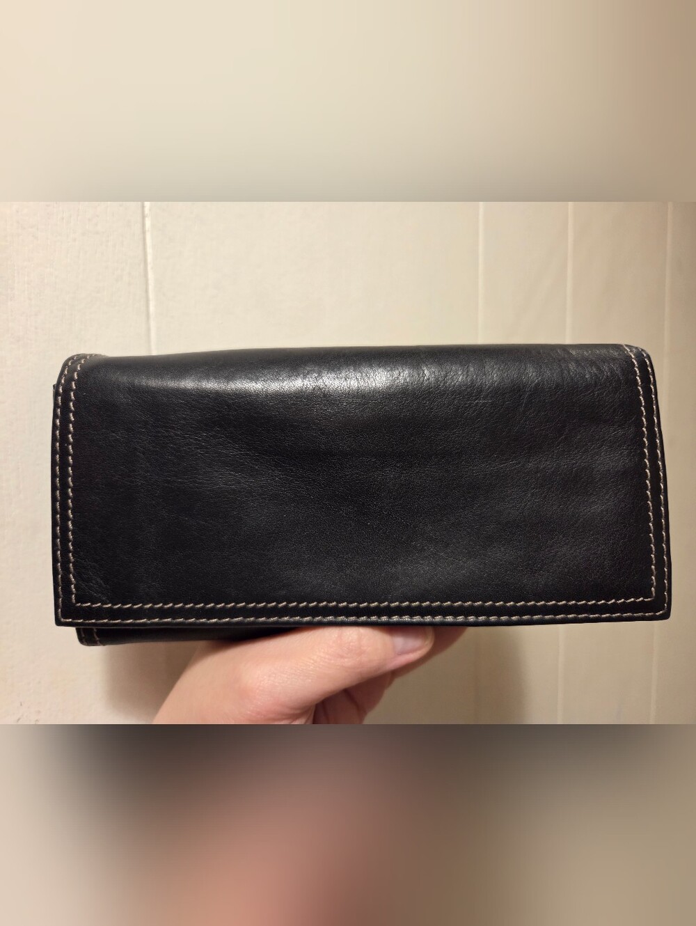 Tignanello Touchables Classic Black Leather Flap Snap Wallet Clutch